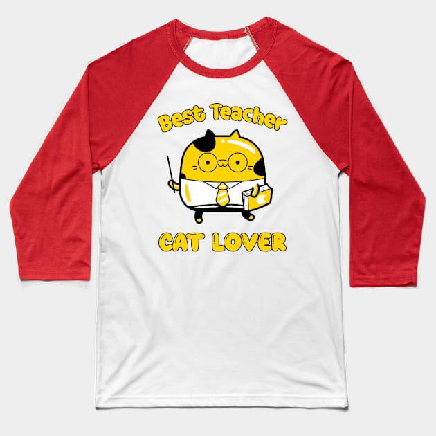 Best teacher and cat lover, funny cartoon cat Baseball T-Shirt by g14u